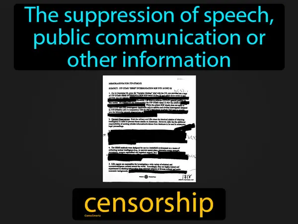 The suppression of speech, public communication or other information