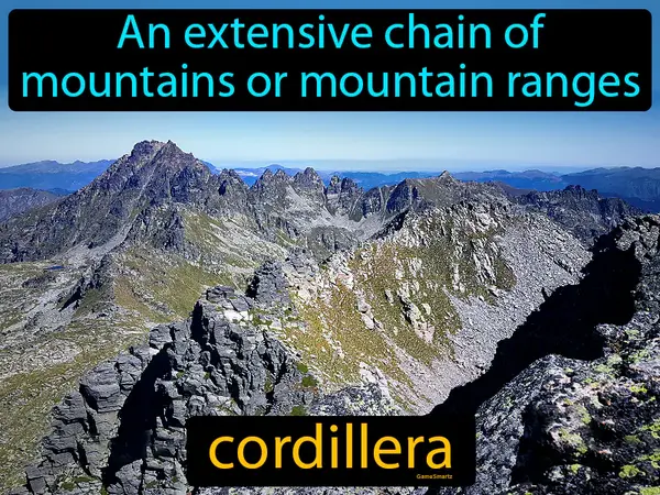 an extensive chain of mountains or mountain ranges