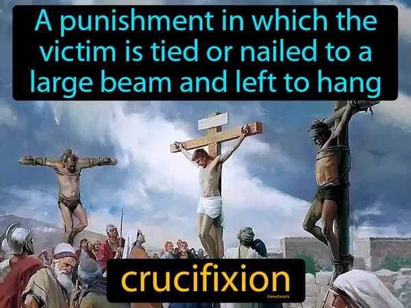 a punishment in which the victim is tied or nailed to a large beam and left to hang