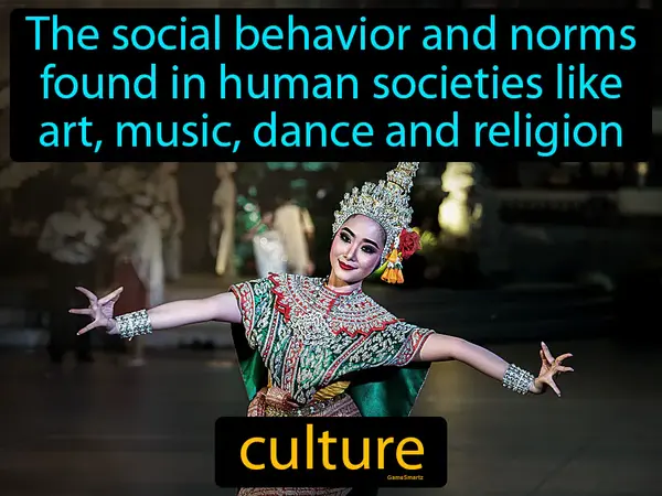 the social behavior and norms found in human societies like art, music, dance and religion