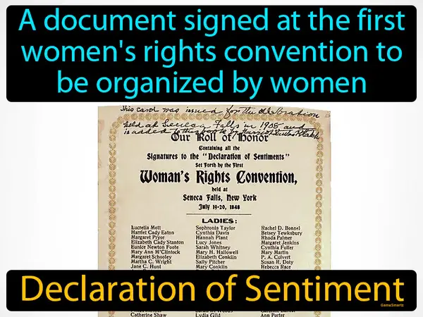 a document signed at the first women's rights convention to be organized by women