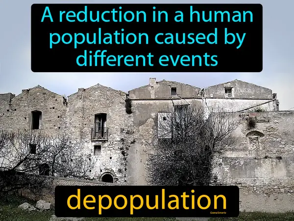 A reduction in a human population caused by different events