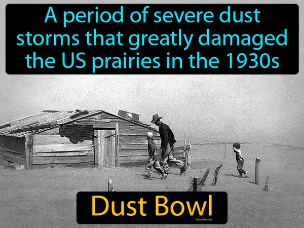 a period of severe dust storms that greatly damaged the US prairies in the 1930s