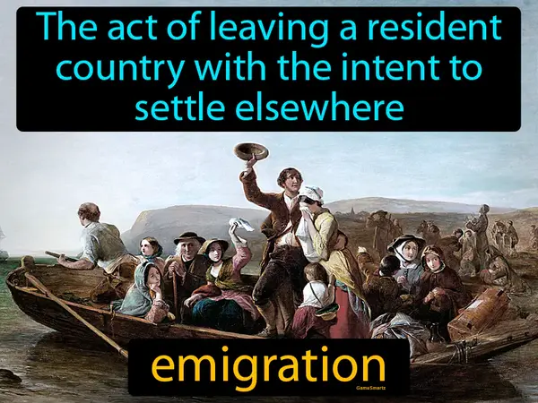 The act of leaving a resident country with the intent to settle elsewhere