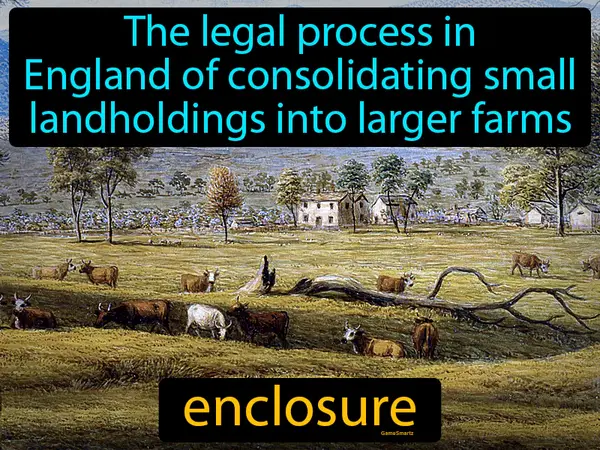 The legal process in England of consolidating small landholdings into larger farms