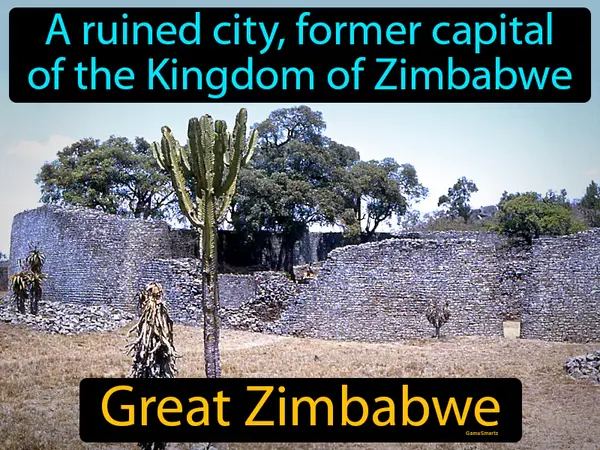 A ruined city, former capital of the Kingdom of Zimbabwe