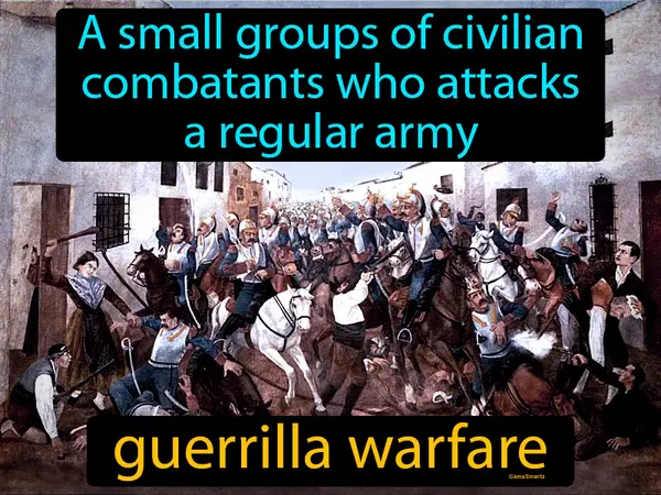 A small groups of civilian combatants who attacks a regular army