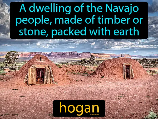 A dwelling of the Navajo people, made of timber or stone, packed with earth