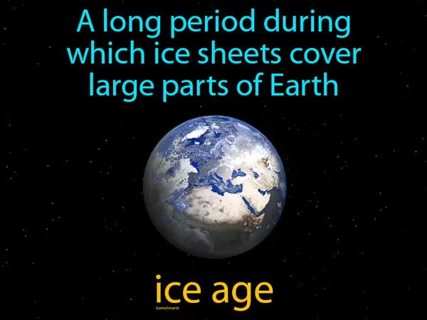 a long period during which ice sheets cover large parts of Earth