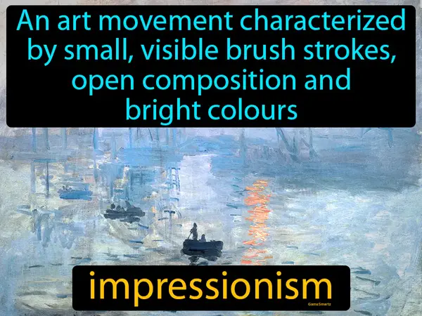 An art movement characterized by small, visible brush strokes, open composition and bright colours