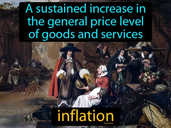 a sustained increase in the general price level of goods and services
