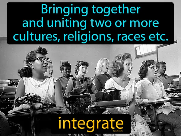 bringing together and uniting two or more cultures, religions, races etc.
