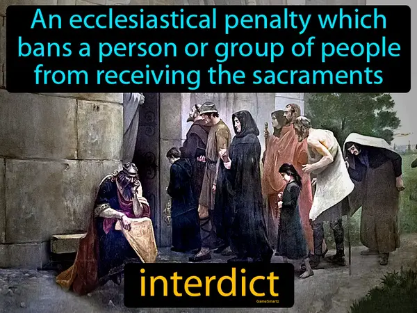 An ecclesiastical penalty which bans a person or group of people from receiving the sacraments