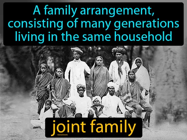An family arrangement, consisting of many generations living in the same household