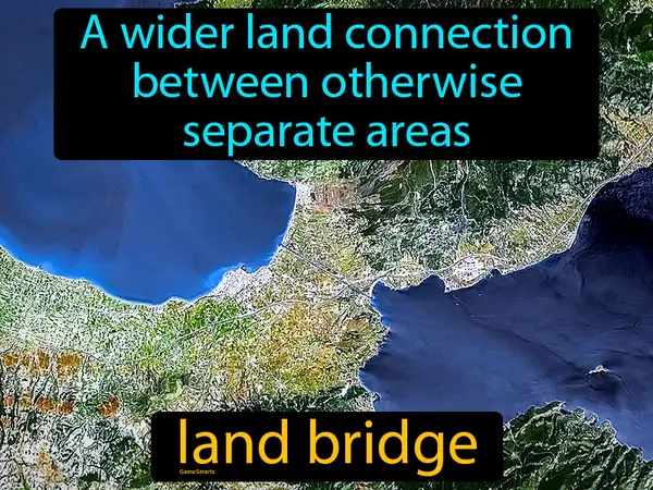 a wider land connection between otherwise separate areas