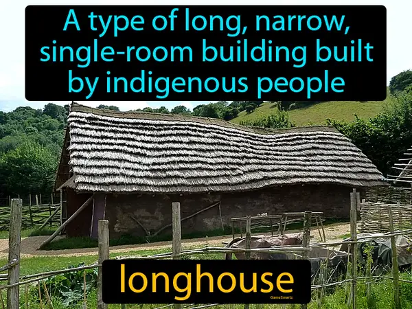 A type of long, narrow, single-room building built by indigenous people