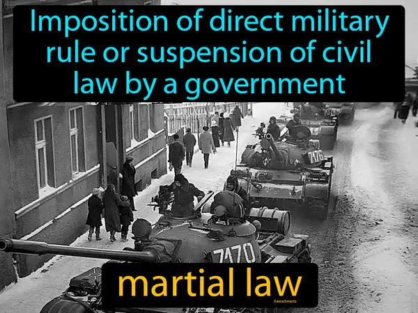 imposition of direct military rule or suspension of civil law by a government