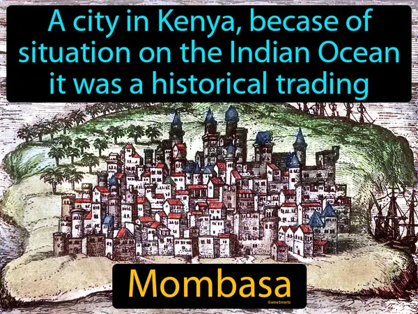 A city in Kenya, becase of situation on the Indian Ocean it was a historical trading center
