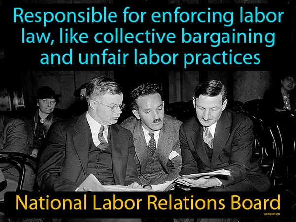 responsible for enforcing labor law, like collective bargaining and unfair labor practices