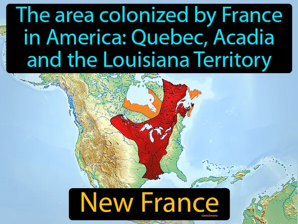 The area colonized by France in America: Quebec, Acadia and the Louisiana Territory