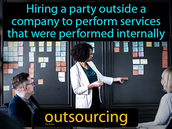 Hiring a party outside a company to perform services that were performed internally