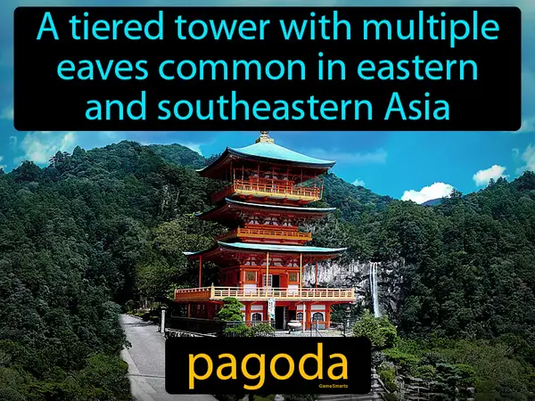 A tiered tower with multiple eaves common in eastern and southeastern Asia