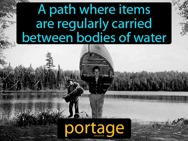 a path where items are regularly carried between bodies of water