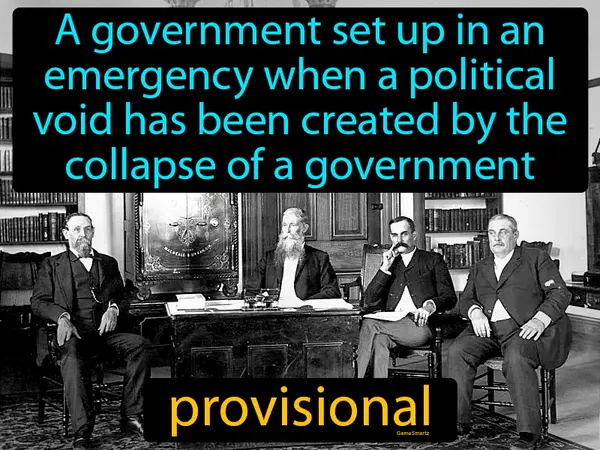 A government set up in an emergency when a political void has been created by the collapse of a government