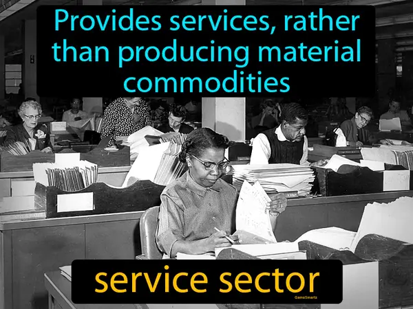 provides services, rather than producing material commodities