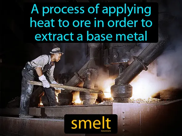 A process of applying heat to ore in order to extract a base metal