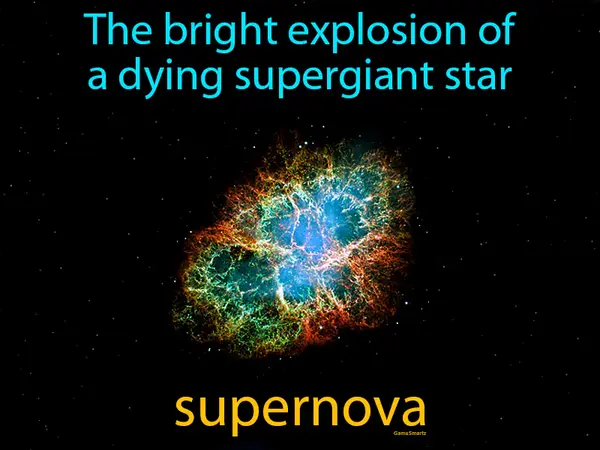 the bright explosion of a dying supergiant star