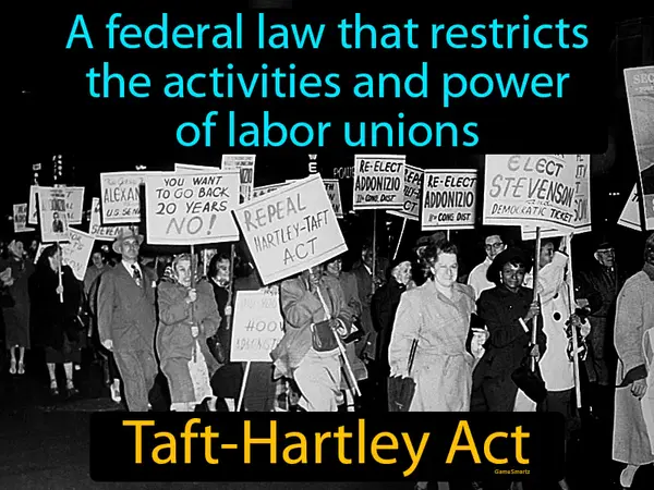 a federal law that restricts the activities and power of labor unions