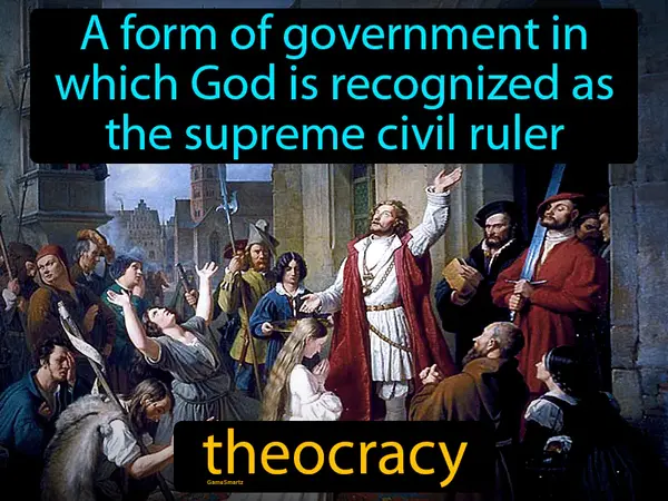 a form of government in which God or a deity is recognized as the supreme civil ruler