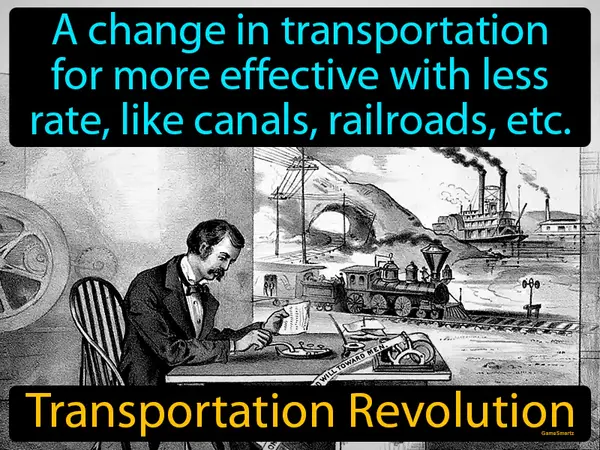 a change in transportation for more effective with less rate, like canals, railroads, etc.