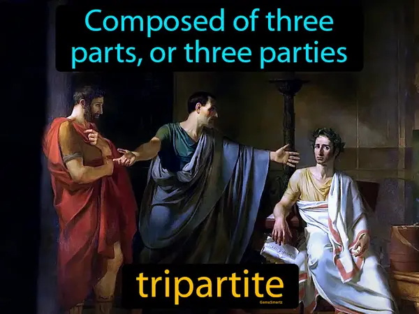 composed of three parts, or three parties