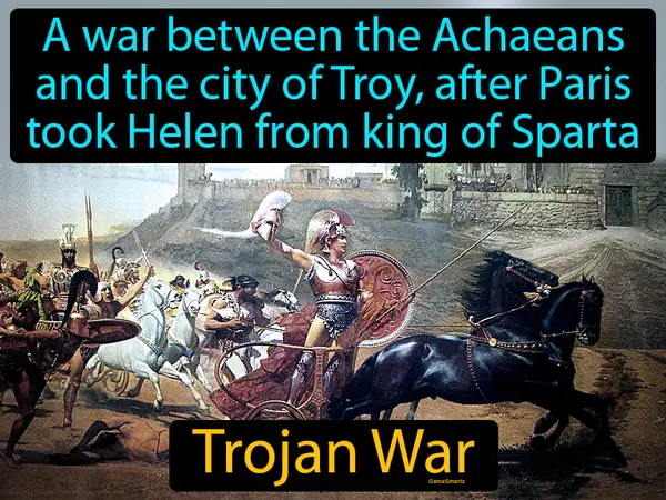 A war between the Achaeans and the city of Troy, after Paris took Helen from king of Sparta
