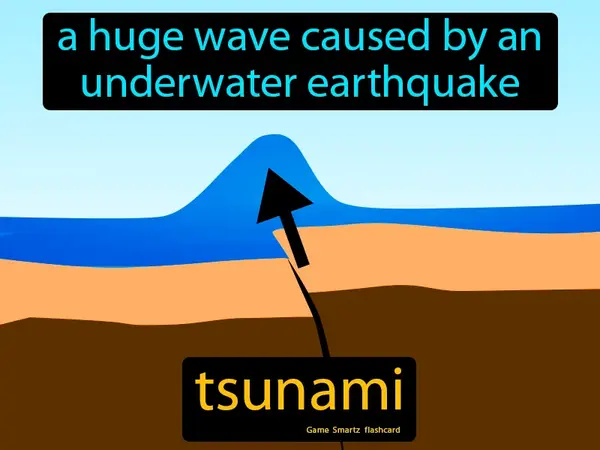 a huge wave caused by an underwater earthquake