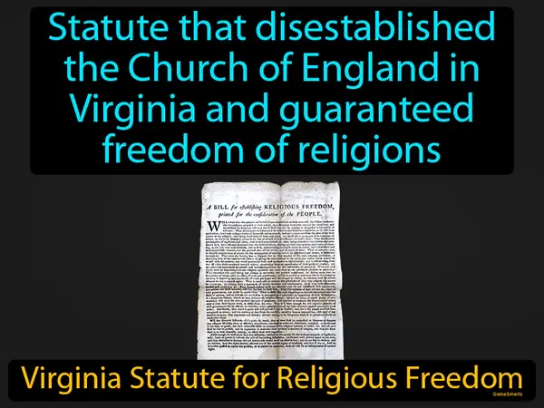 statute that disestablished the Church of England in Virginia and guaranteed freedom of religions
