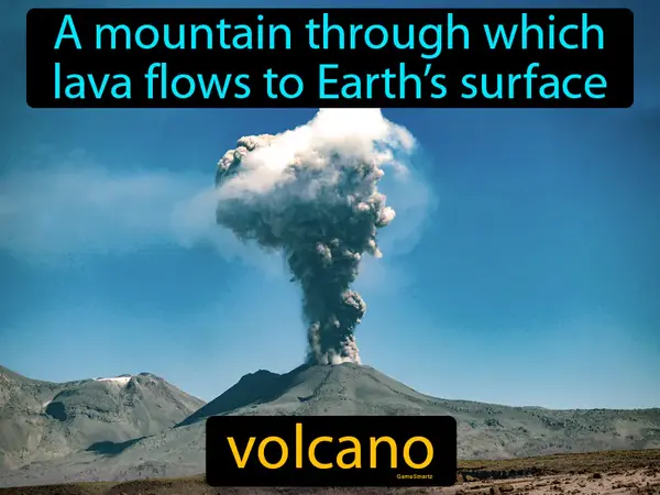 a mountain through which lava flows to Earth’s surface