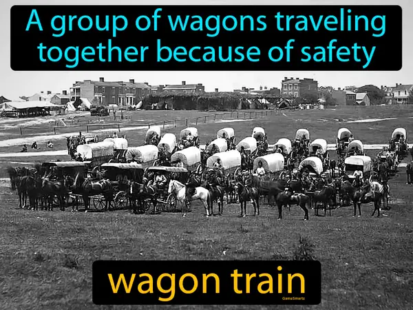 a group of wagons traveling 
together because of safety