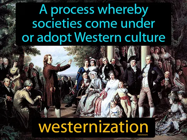 A process whereby societies come under or adopt Western culture
