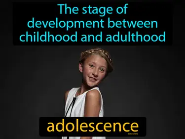 the stage of development between childhood and adulthood