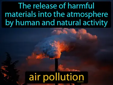 the release of harmful materials into the atmosphere by human and natural activity