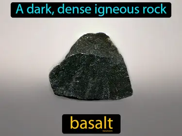 a dark, dense igneous rock