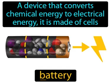 a device that converts chemical energy to electrical energy, it is made of cells