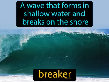 a wave that forms in shallow water and breaks on the shore