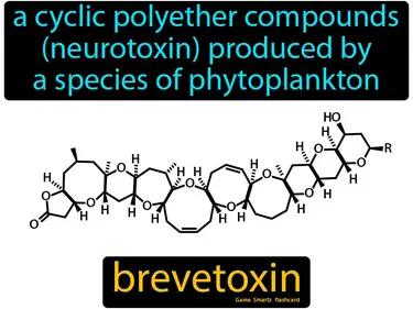A cyclic polyether compounds (neurotoxin) produced by a species of phytoplankton