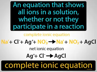 an equation that shows all ions in a solution, whether or not they participate in a reaction