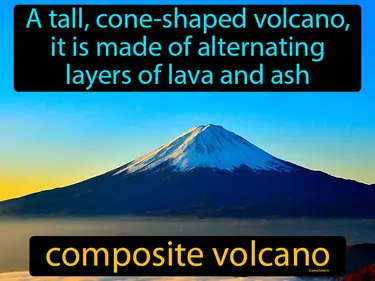 a tall, cone-shaped volcano, it is made of alternating layers of lava and ash