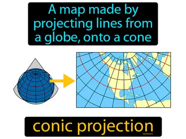 a map made by projecting lines from a globe, onto a cone